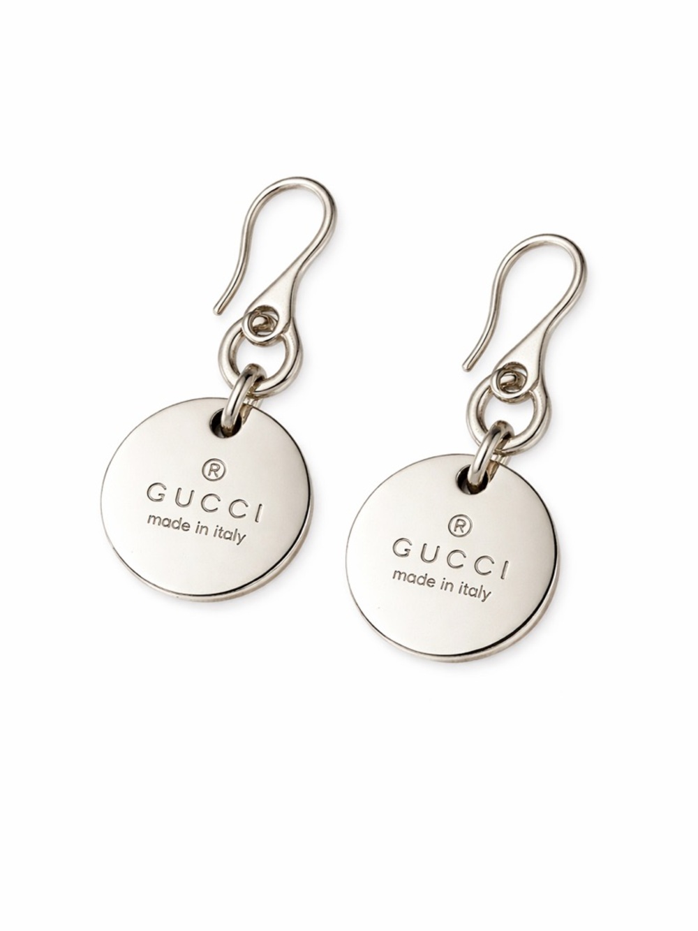 Authentic GUCCI Retired Round Dangle Earrings With Box & Pouch Sterling Silver
